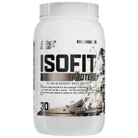 Nutrex Research IsoFit |100% Instantized Whey Protein Isolate Cookies & Cream | 25G Whey Isolate Protein Powder, Low Carb, Lactose-Free, Keto Friendly | 30 Servings