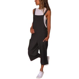 Generisch Jumpsuit Women's Elegant Short Sleeve Casual Loose Overalls Summer Playsuit, black, L