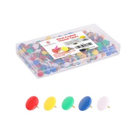 PAPERPAL 500 Vinyl-Coated Thumbtacks for Cork Board, Flat Thumb Tacks for Posters, Bulletin Board Tacks, Colorful Push Pins for Office School & Personal Use