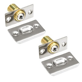 HOMOTEK 2 Pack Closet Door Ball Spring Catch Replacement Drive in Ball Catch Adjustable French Door Hardware Door Ball Latch with Strike Plate, Satin Nickel