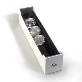 LIGHTHOUSE - Storage Box with Tracks for 25 Round Coin Capsules Grips 38-41 mm with INTERCEPT Technology Corrosion Protection (11 1/2" x 2 3/4" x 2 1/2")