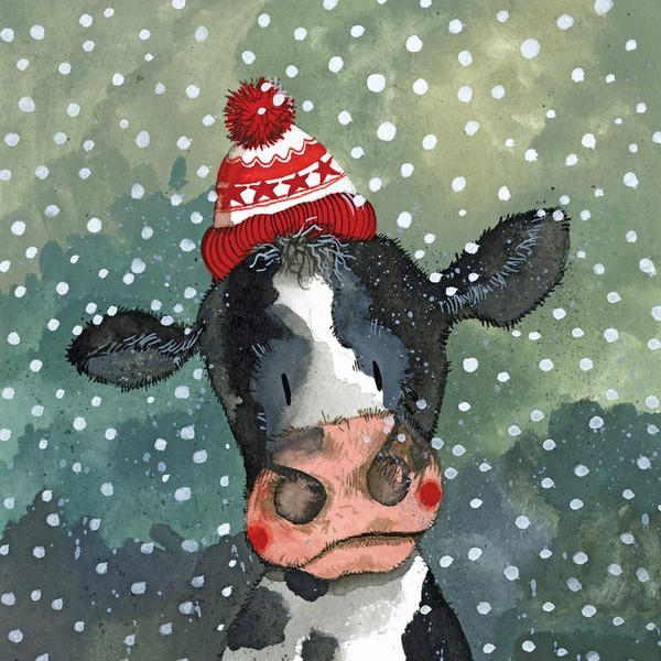 ALEX CLARK Christmas Cow Card Pack of 5
