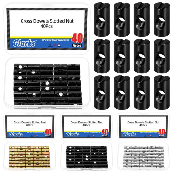 Glarks 50pcs M6 x 20 mm Black Barrel Nuts, Carbon