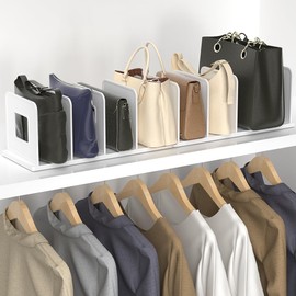 Moryimi Purse Organizer for Closet Shelf, Adjustable Purse Storage Organizer, Shelf Dividers Handbag Organizers for Closets, Purse Dividers for Closet Purse Organizers and Storage (10 Divider), white