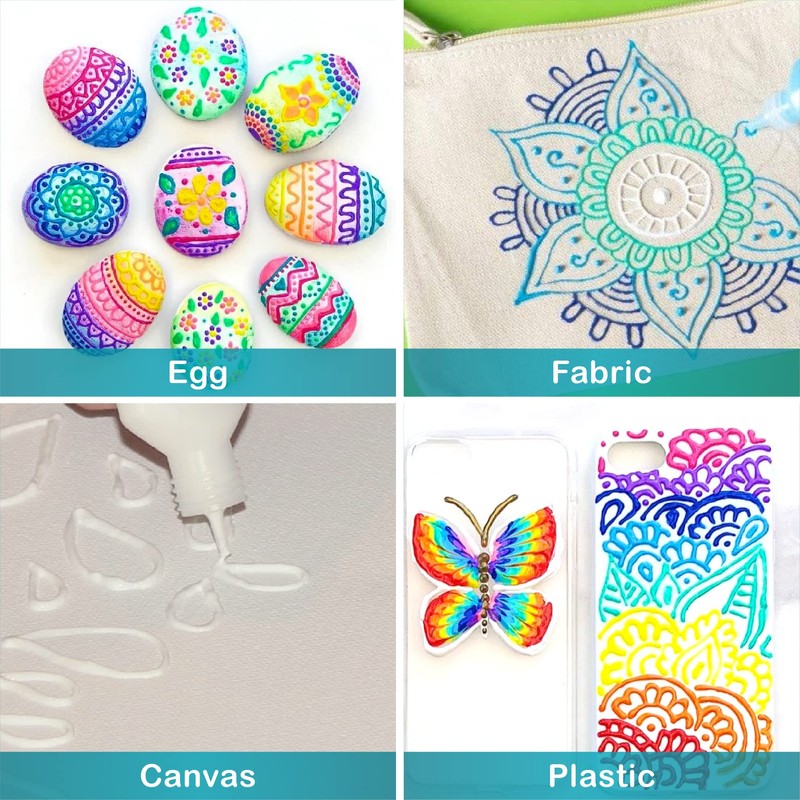 Novarbee Novarbee- Fabric Paint, 12 Colors Puff Paint, 0.67 Oz,