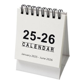Mini Desk Calendar 2025-2026 | Small Standing Flip Calendar for Desk, Home, Office, and School (Black)