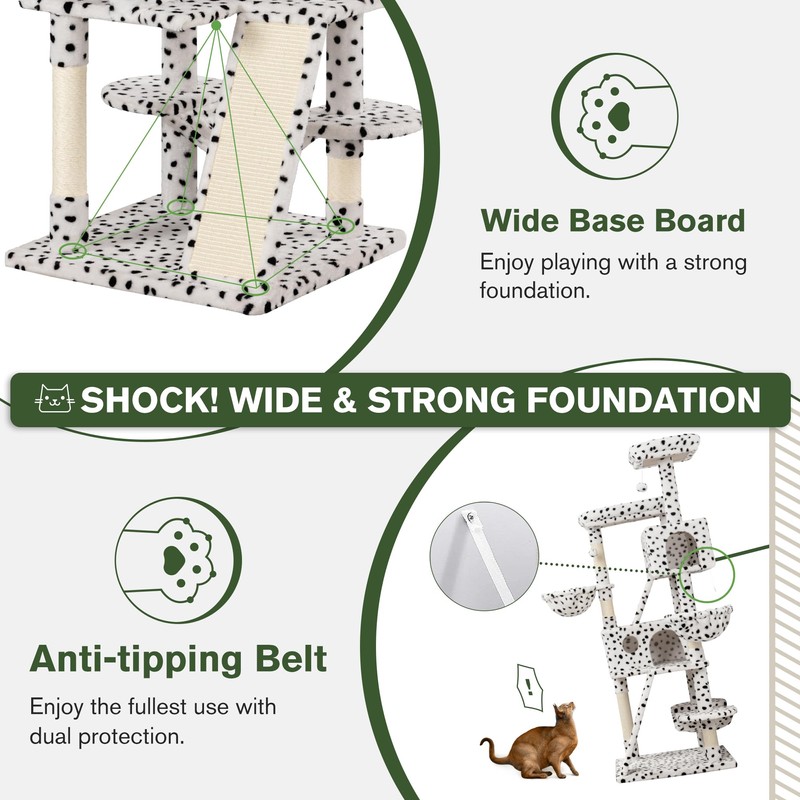 MUTICOR 66 Inches Multi-Level Large Cat Tree Tower for Indoor