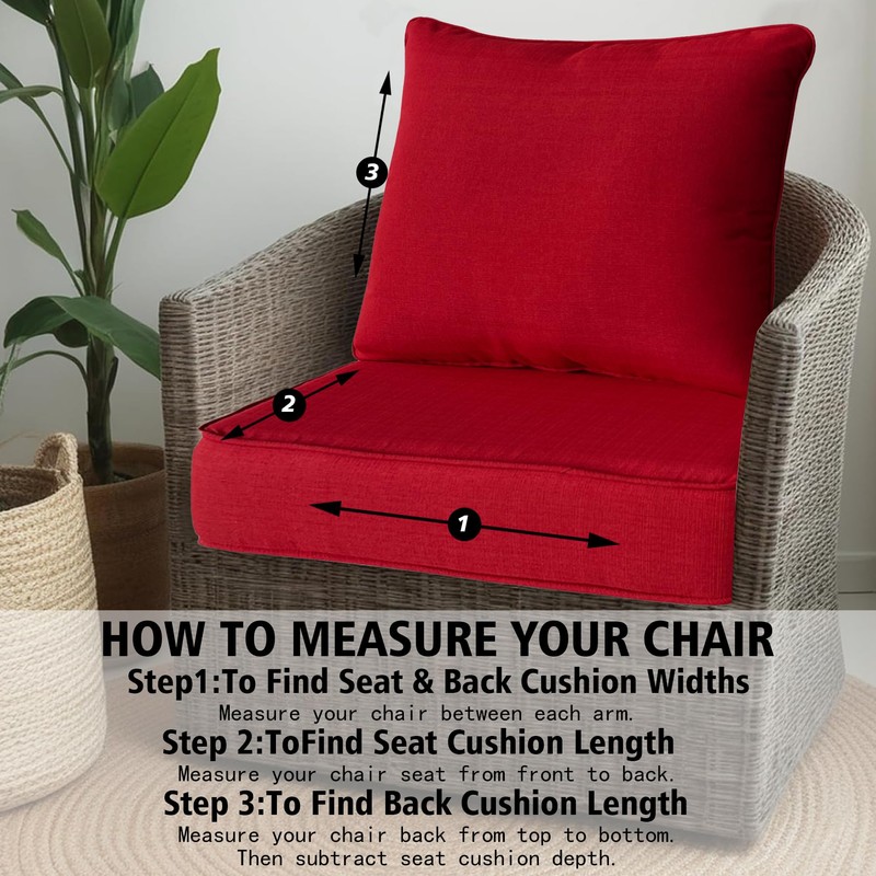 Garden lucky 22x24 inch Outdoor/Indoor Deep Seat Patio Cushions Set