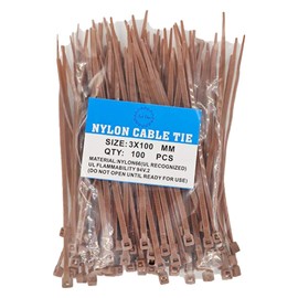 SYD CHEN 4 Inch Brown Tan Colored Zip Ties (100 Pieces) 18lb Strength, Nylon Cable Wire Ties