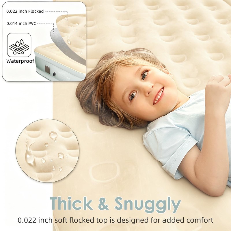 Queen Air Mattress with Built in Pump, Rechargeable, 16'' Raised,
