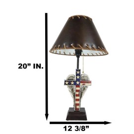 Ebros GIft Country Rustic Western Old Faithful American Flag Silver Angel Wings Table Lamp