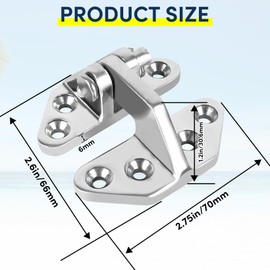 316 Stainless Steel Boat Hatch Hinges,2.75inchx 2.6inch (70 X 66 mm) Polished Marine Hinge,Marine Boat Hatch Heavy Duty Hinges with Screws,for Boats, Yachts, Doors, Deck,Windows, Cabinets (2 Pack)