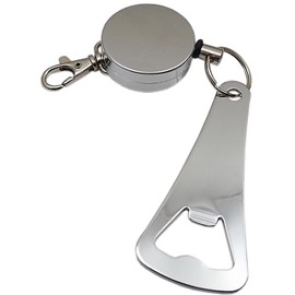 Praktischer Rollmatik/Schlüsselkette mit Flaschenöffner aus Metall in Silber