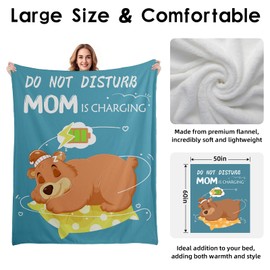 Gifts for Mom, Mom‘s Birthday Gift - Funny Soft Blanket for Mom- Birthday Gifts for Mother from Daughter or Son, Heartwarming Mother's Gifts, New Mommy Gift, Best Mother in Law (Blue Blanket for Mom)