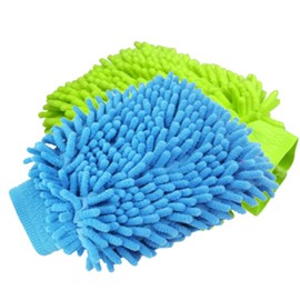 YUANHONGJIAN Pack of 2 Super Absorbent Microfiber Wash Gloves Car Wash Mitts Double Sided Microfibre Gloves for Car Wash Cleaning Gloves Equipment (Random Color)