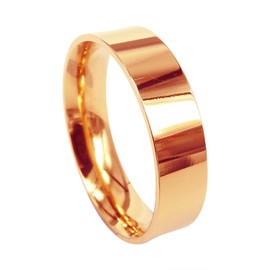 Everstone Men Women Wedding Band Titanium Ring Flat Shape Polished Anniversary Engagement Ring Rose Gold Valentine Day Gift SzW