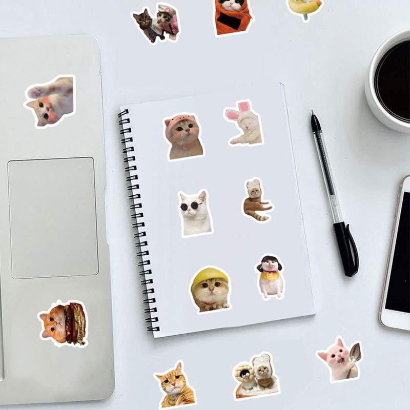 100 Pcs Doodle Stickers DIY Cat Stickers Idea Cup Computer