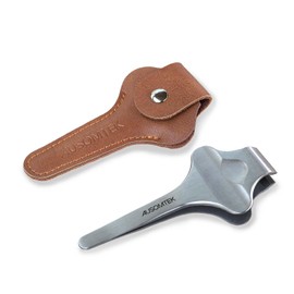 AUSOMTEK Butterfly Beard Tweezers, Hair Plucking Tweezers, Fine Hair Removal Tweezers, Eyebrows Tool, Stainless Steel, 20mm Wide Tips, Anti-Slip Slot, Brown PU Case 1Pack