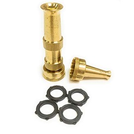 ICS Industries - Industrial Strength Hose Nozzle ~ Solid Brass ~ Adjustable Spray Patterns with Bonus High Pressure Sweeper Nozzle- MADE IN THE USA!