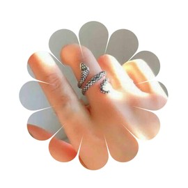Yheakne Punk Snake Rings Silver Half Open Snake Ring Vintage Serpent Rings Adjustable Snake Wrap Rings Gothic Jewelry for Women and Girls
