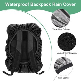 M METERXITY Waterproof Backpack Rain Cover, 15L-25L Waterproof Backpack Cover, Bag Rain Cover with a Vertical Reflective Strap for Hiking/Biking/Camping/Outdoor Traveling [Black]