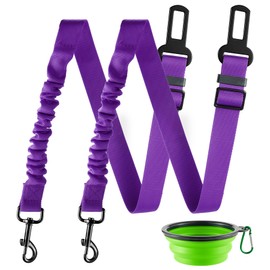 LivTee Dog Seat Belt for Car,2 Packs Set Retractable Dog Car Harness Adjustable and Comfortable Dog Car Seatbelt Leash,Elastic Nylon Pet Safety Seatbelts for Vehicles,Dog Accessories for Car(Purple)