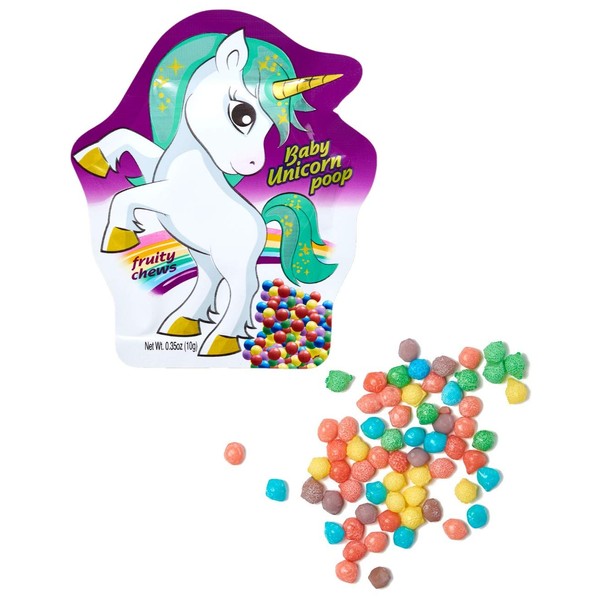Baby Unicorn Poop Candy Fruit Chews, 24 Pack of Candy for Unicorn Party Favors, Unicorn Candy for Party Bags and Snacks By 4YoreElves [24 x 0.35oz, 8.4oz]