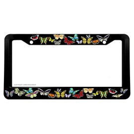 OwnTheAvenue Butterfly Pattern Vintage Style Retro Outdoor Nature License Plate Frame