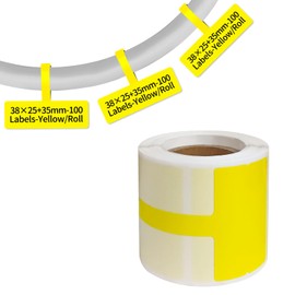 100 Pcs Cable Labels - Waterproof Wire Cord Labels, Tear Resistant Wire Labels, Self Adhesive Cord Organizing Labels, for Cable Management, Compatible with PUQU AQ20 Label Makers(Yellow) 38x60mm