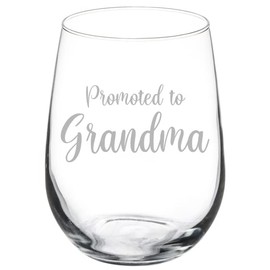 MIP Brand Wine Glass Goblet Promoted To Grandma New Grandmother Pregnancy Announcement (17 oz Stemless)