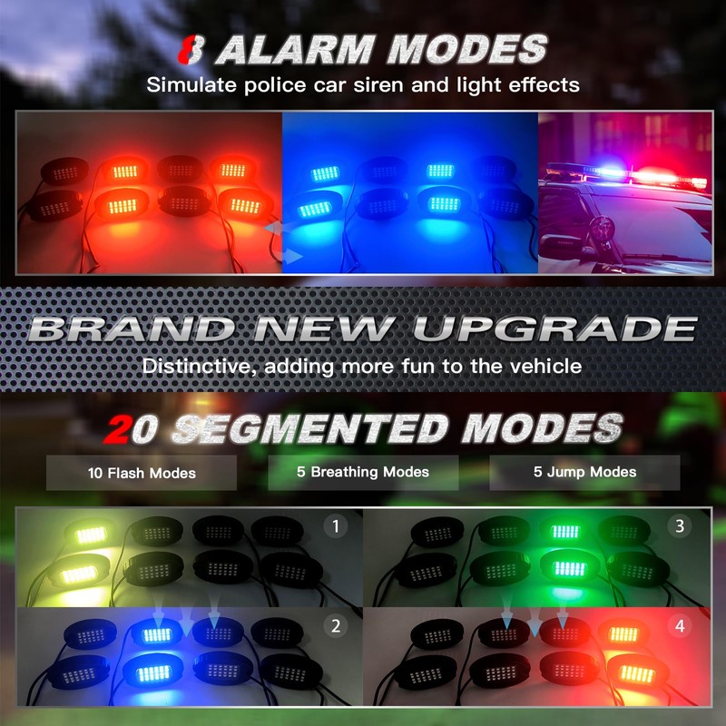4Pods Upgraded Segmented Metal RGB LED Rock Lights Kit with