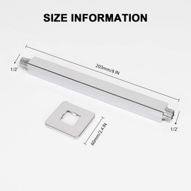 NearMoon Ceiling Mounted Shower Arm With Flange, Universal Connection 1/2 NPT Straight Square Shower Arm for Fixed Rain Shower Head, Made of Thicken Stainless Steel (8 Inch, Chrome)