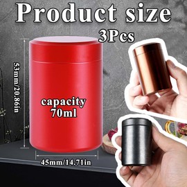 JISRKP Smell Proof Container, 3 Pcs Mini Metal Sealed Jars, 60ML Capacity Smell Proof Jar, Airtight Design for Coffee, Kitchen Spices, Tea, and Small Valuables (Gold, Red, Black)