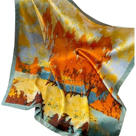 prinfantasy Women's Silk Feel Scarf, Headscarves, Neckerchief, Women's Elegant Silk Scarf, Business Silk Scarf, Bandana, Handkerchief, Neck Wrist Packaging, M070068