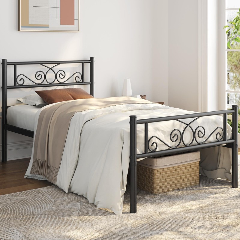 Yaheetech Twin XL Bed Frames Metal Platform Bed with Headboard