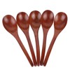 5Pcs Wooden Soup Spoon with Curved Handle Multi Purpose Rice