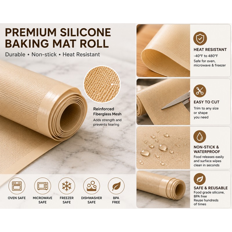 12x16 Inch White Silicone Baking Mat Non-Stick Reusable Oven Liner
