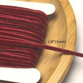 Chenkou Craft Dark Red 25 Yards 1/8" 3mm Velvet Ribbon Lots Bulk (Dark red, 1/8"(3mm))