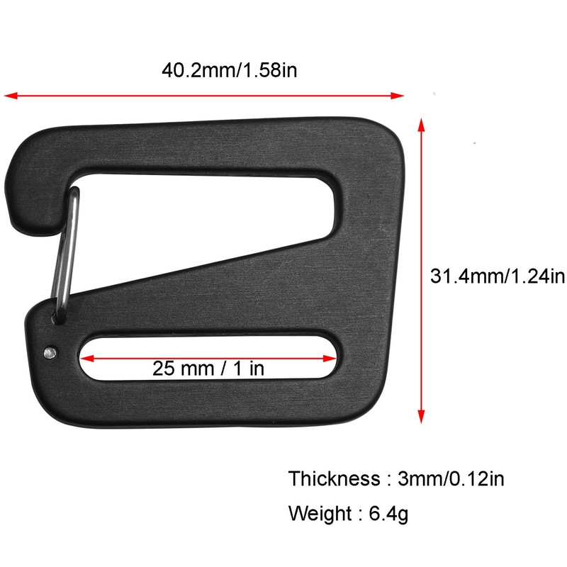 LUORNG 4PCS Open Hooks Quick Release Adjustable Buckle with 25mm