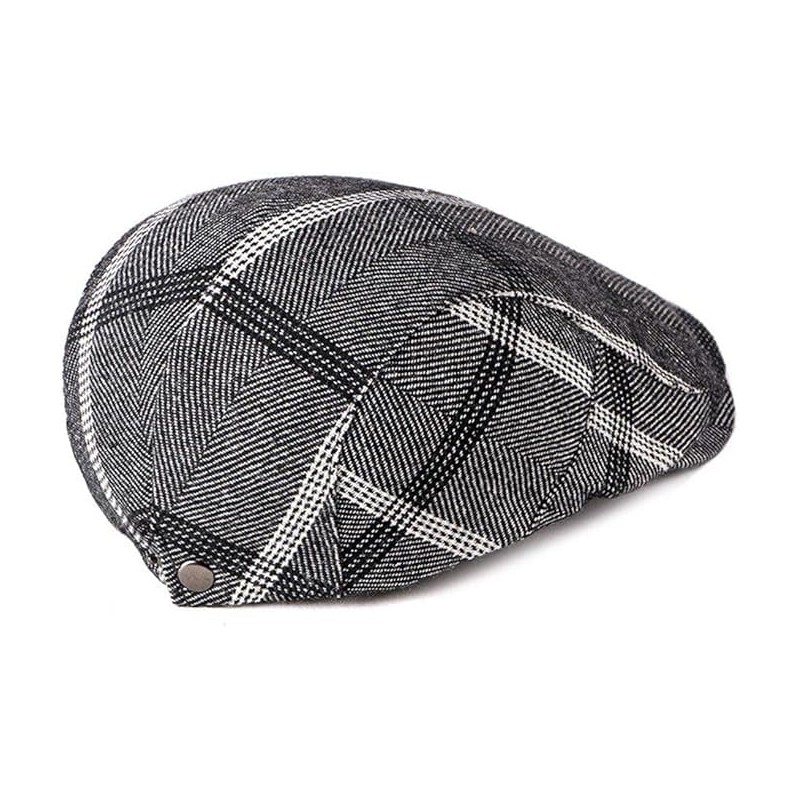 Mens Adjustable Plaid Newsboy Cabbie Golf Beret Flat Hat Cap