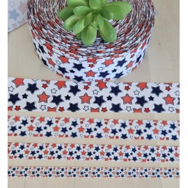3/8, 5/8, 7/8 & 1.5"(1 YD) Patriotic Grosgrain Ribbon Red Blue Stars 4th of July - 3/8"