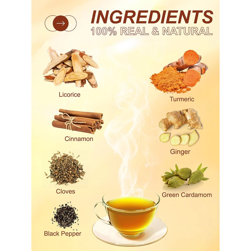 TeeLux Turmeric Chai Tea, Turmeric Tea with Licorice, Cinnamon, Ginger