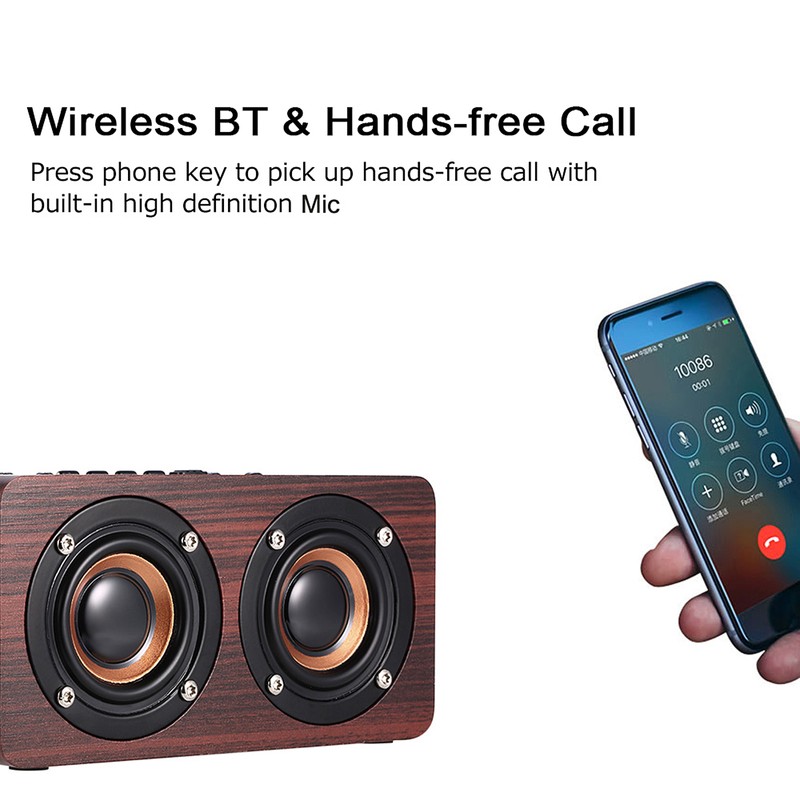 W5 Red Wood Grain Bluetooth Speaker Bluetooth 4.2 Dual Louderspeakers