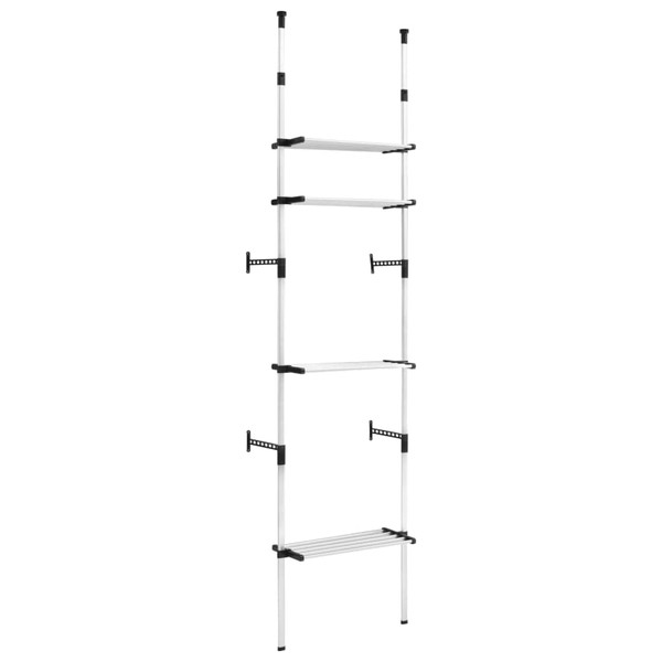 vidaXL Aluminum Telescopic Wardrobe System, Adjustable Closet Organizer with Shelves,