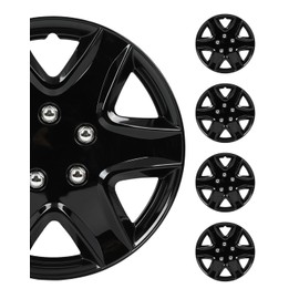 SCITOO(4-Pack) Stylish 15-Inch Black hubcaps, Compatible with Various Vehicles, Easy Installation, Durable & Beautiful