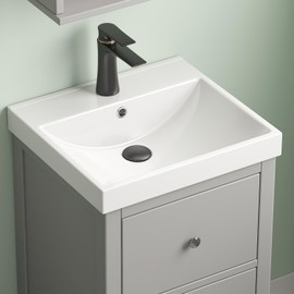 MEJE 20x18 Inch Drop in Rectanglar One Hole Bathroom Sink, Ceramic Bathroom Vessel Sink with Overflow, Vanity Top Sink Only,Glossy White (Faucet & Cabinet NOT included)