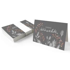 25 Gift Tags Merry Christmas! Grey Original Mini Christmas Cards for Christmas Gifts Labelling Elegant Exclusive Individual A7 Recycled Paper Folding Cards