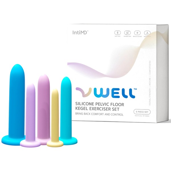 Silicone Pelvic Floor Muscle Dilator Exerciser Trainer Set by VWELL (Complete 5 Kit System)