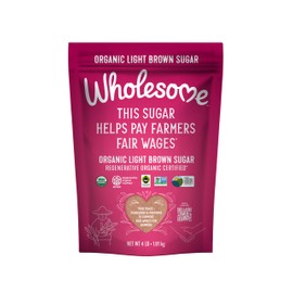 Wholesome Sweeteners 4-Pound, 64 Ounce, Organic Light Brown Sugar, Fair Trade, Non GMO, Gluten Free & Vegan, Sugar for Baking and Glazing, 1 Pack