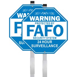 Danoib 2 Pack FAFO Security Signs, 12” x 12” Aluminum Home Security Signs with Stake, Protected By FAFO Security Sign, Anti-Rust, Waterproof, UV Protected, Strong & Sturdy, Easy Install